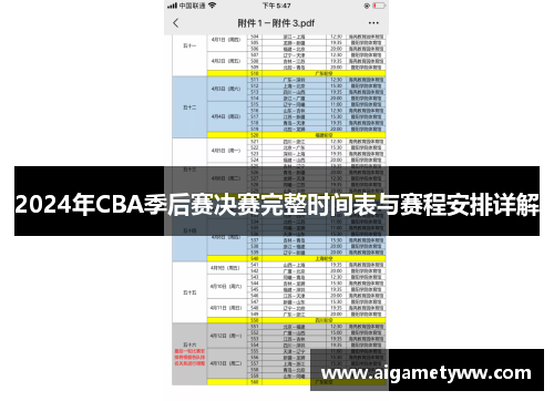 2024年CBA季后赛决赛完整时间表与赛程安排详解